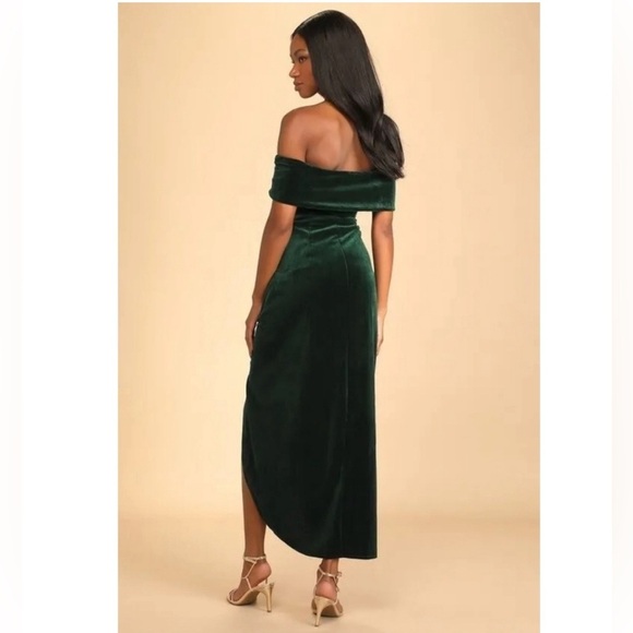 Anthropologie BHLDN Size 0 Edison Velvet Dress in Emerald Green - Picture 2 of 9